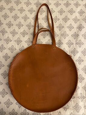 Jerome Dreyfuss Round Cognac Leather Tote